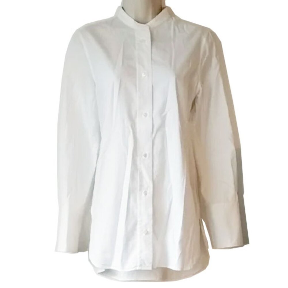 EUC Arket Cotton Long Cuff Roman Collar Tunic 34 White